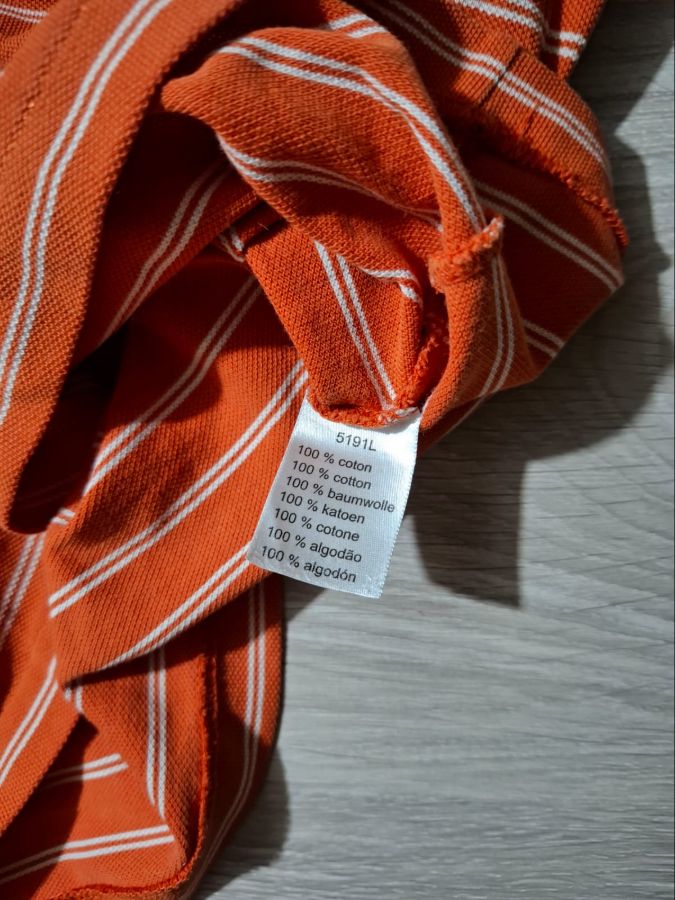 Lacoste Striped Polo Shirt Orange / White