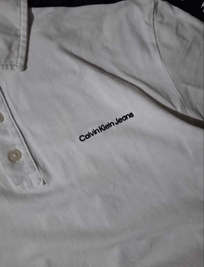 Calvin Klein Jeans White Logo Tape Polo