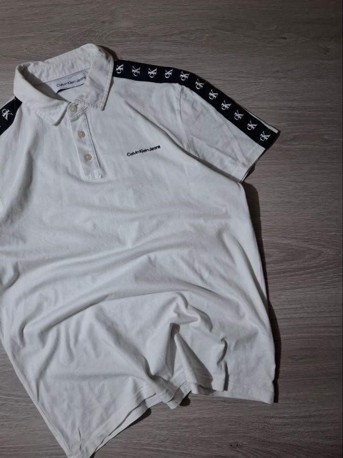 Calvin Klein Jeans White Logo Tape Polo