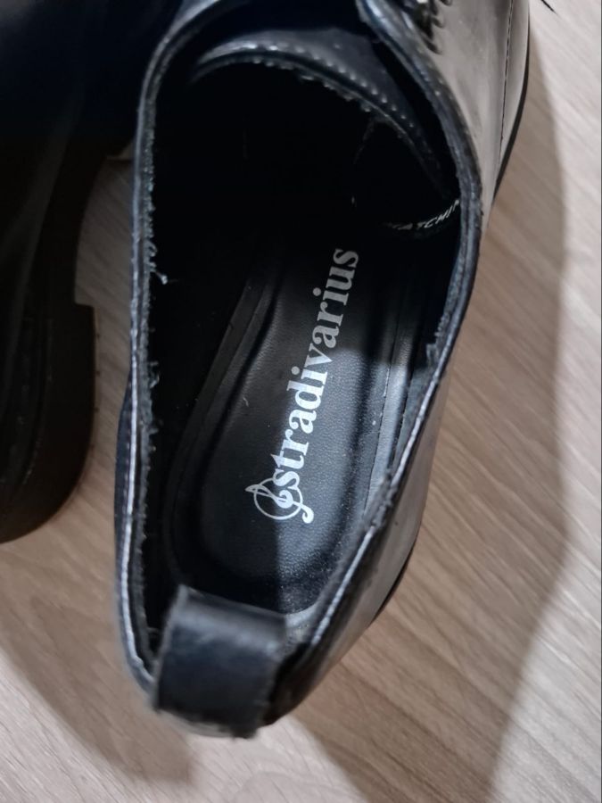 Stradivarius Black Platform Derby Shoes