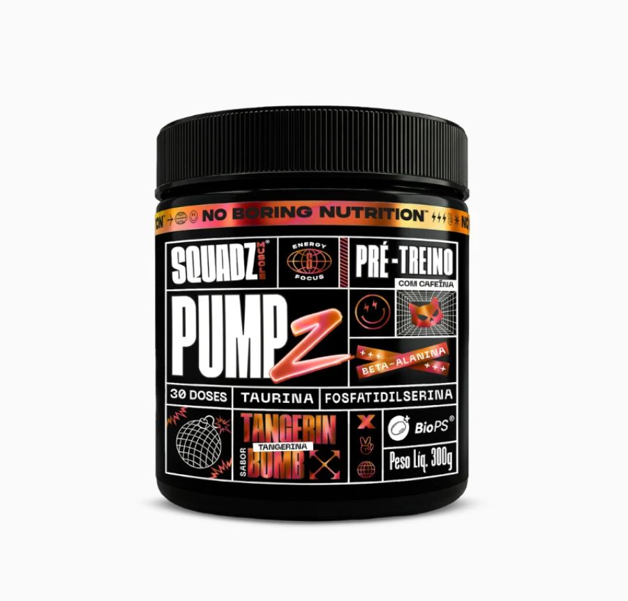Pré-treino baixa Cafeína - Tangerina - Pump Z Squadz - 300g