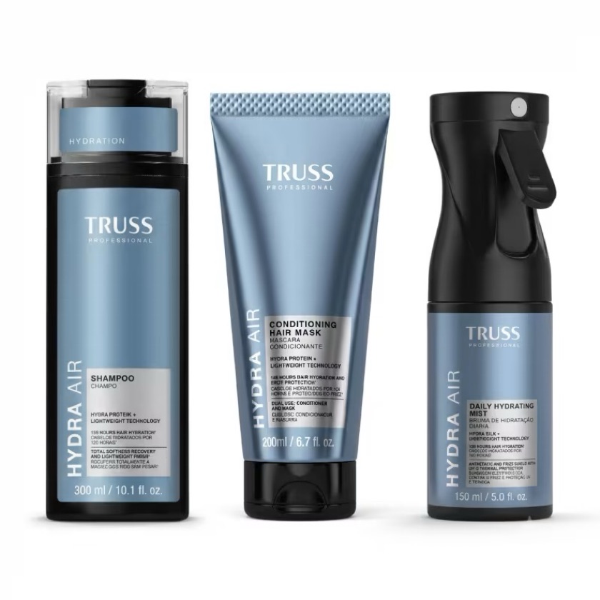 Combo Hydra Air: Shampoo 300ml + CondMask Máscara Condicionante 200ml + Bruma Aromatizadora 150ml TRUSS