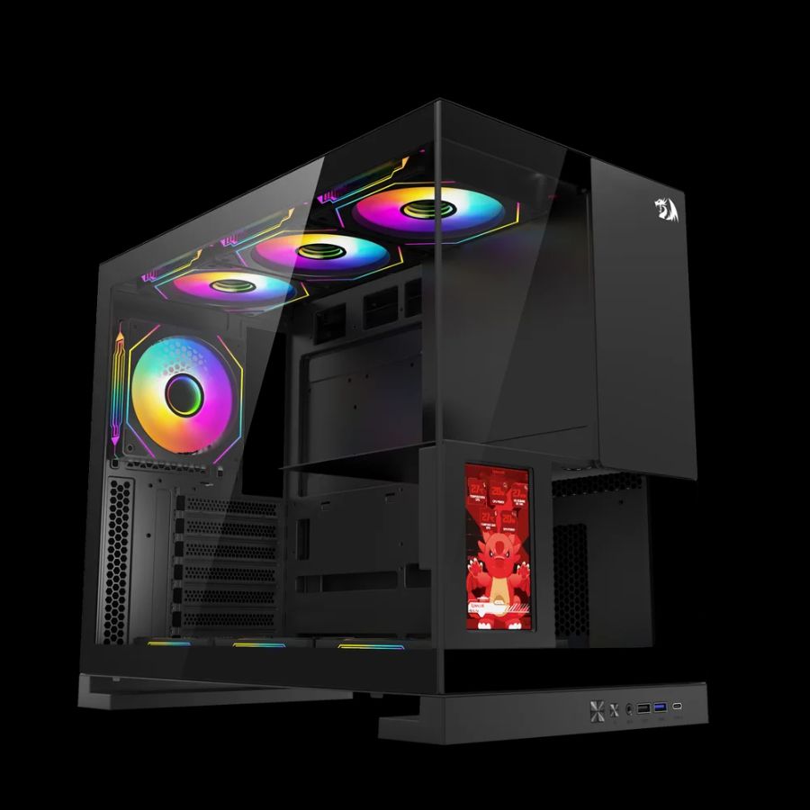 Gabinete Gamer Redragon Eternal Pro Preto Mid Tower com Tela