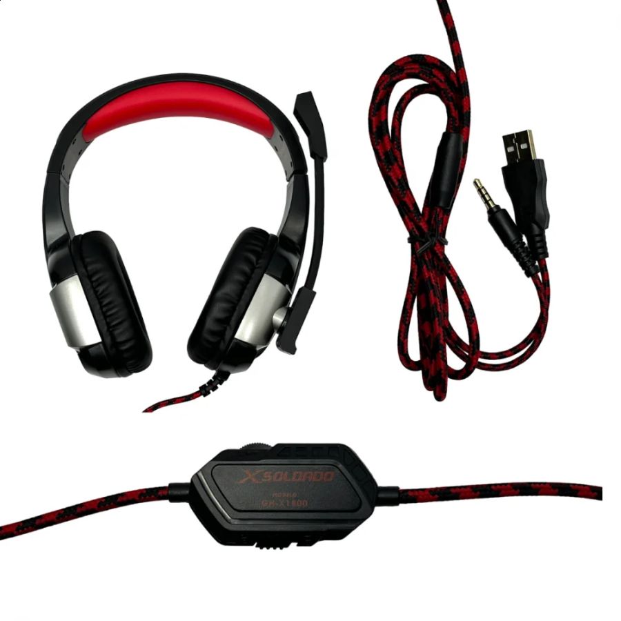 Headset Gamer Infokit Xsoldado, RGB, LED, 7.1, 50mm, USB, P3, Compatibilidade PS4, Xbox, PC, Celular, Preto e Vermelho - Gh-x1800
