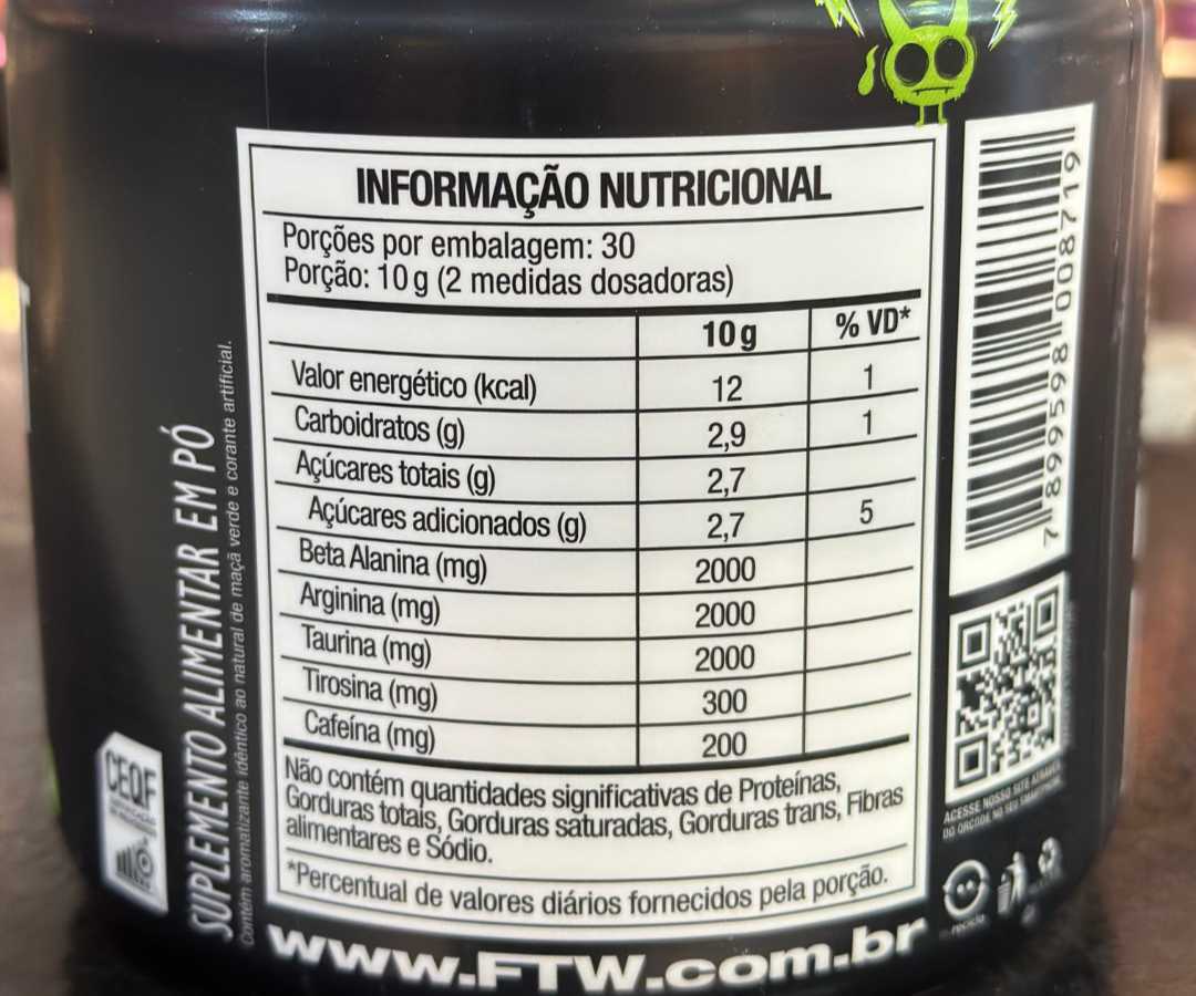 Diabo verde pré treink 300g S/MAÇÃ VERDE