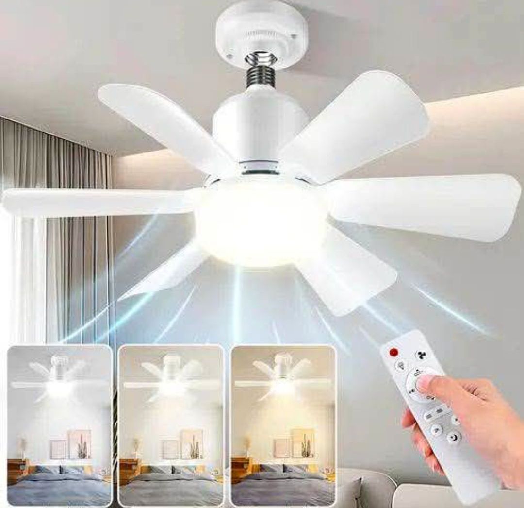 Foco lámpara ventilador de 06 aspas con control.