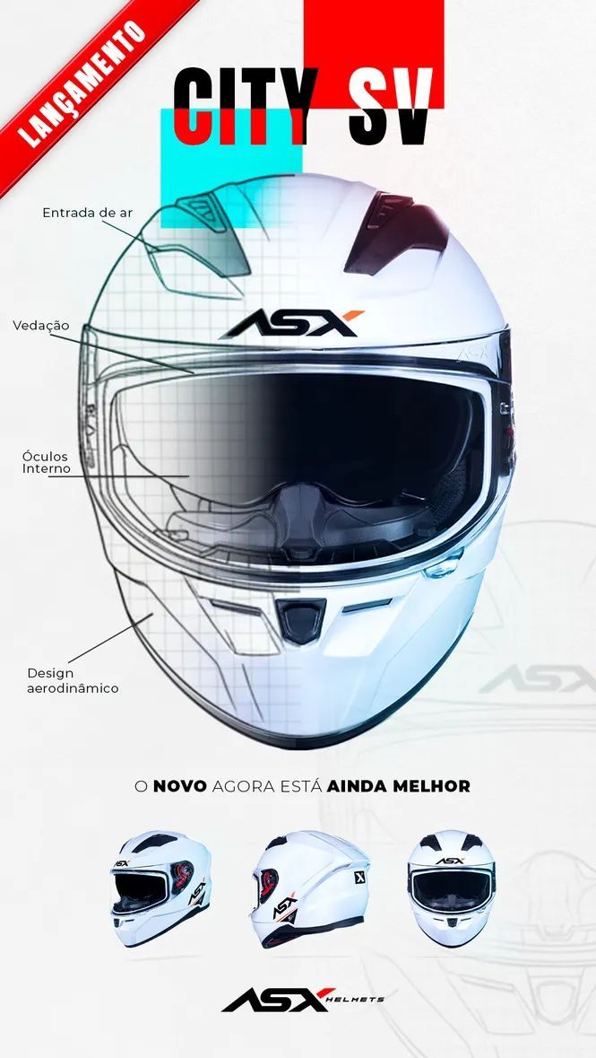 ASX City SV Solid Branco Brilho (C/Óculos Interno)