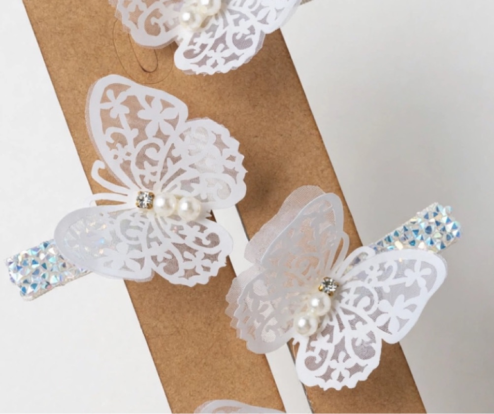 Par hair clip borboleta cristal