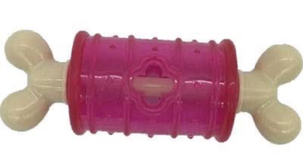 Brinquedo Petwi Funny Nylon e Silicone Osso com porta petisco (rosa)