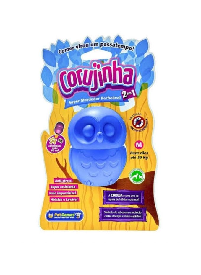 Brinquedo Recheável Pet Games Corujinha Azul M