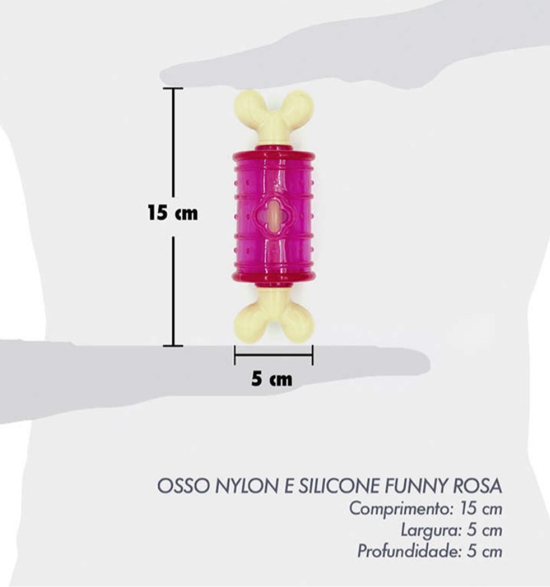 Brinquedo Petwi Funny Nylon e Silicone Osso com porta petisco (rosa)