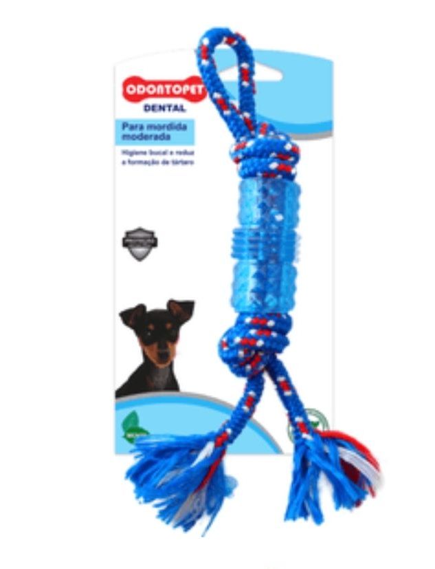Brinquedo Dentalbone Tubo com Corda Odontopet Até 7kg