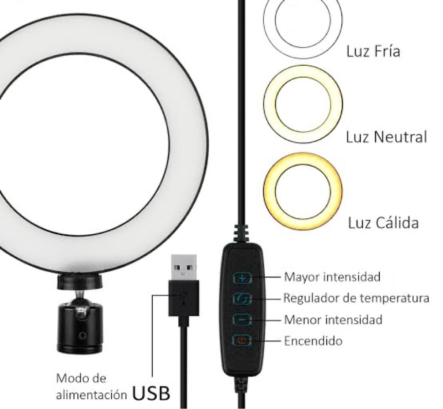 Aro de luz de 10 pulgadas, diferentes tonos