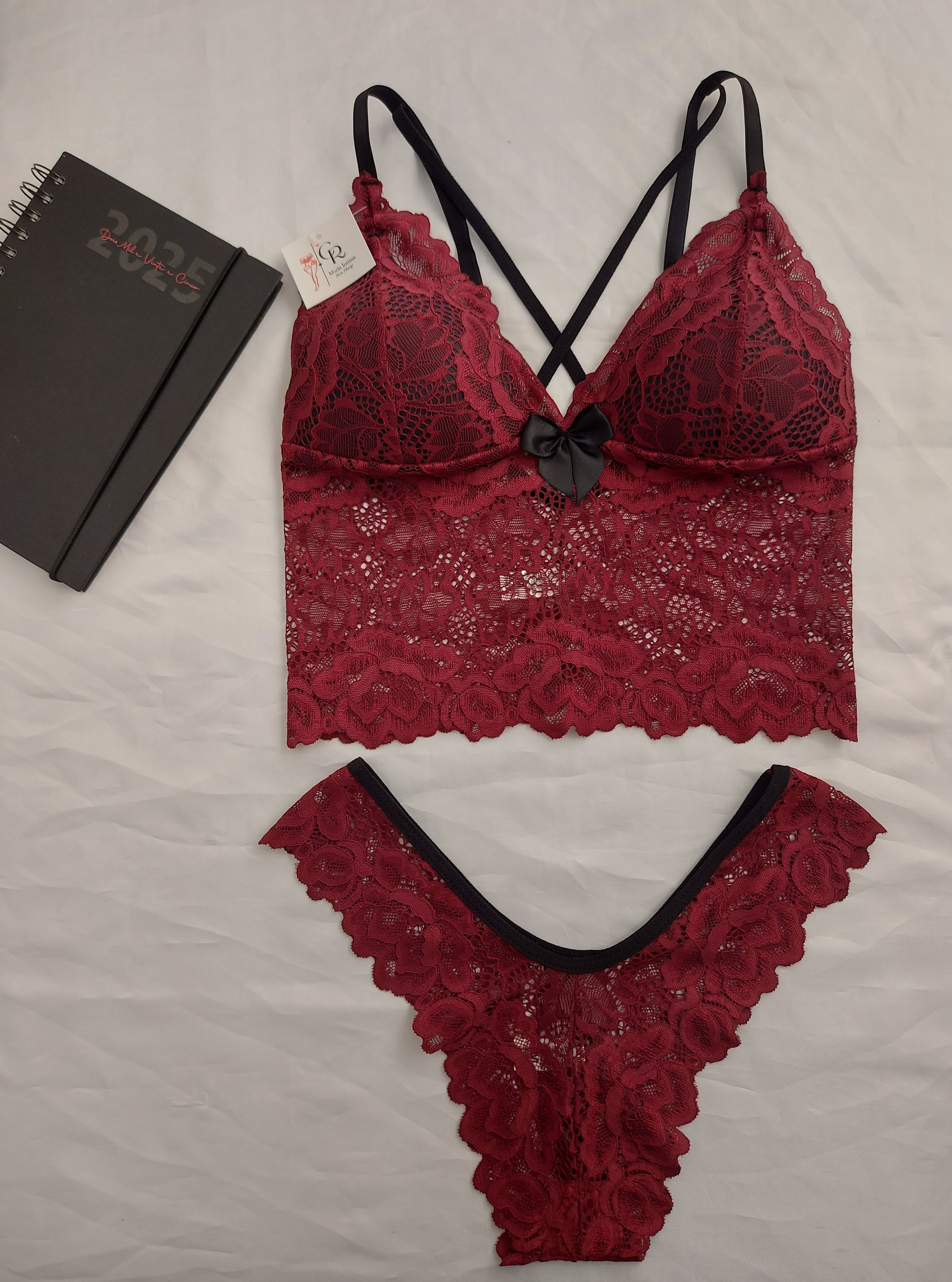 Conjunto Renda Flor Hot Love