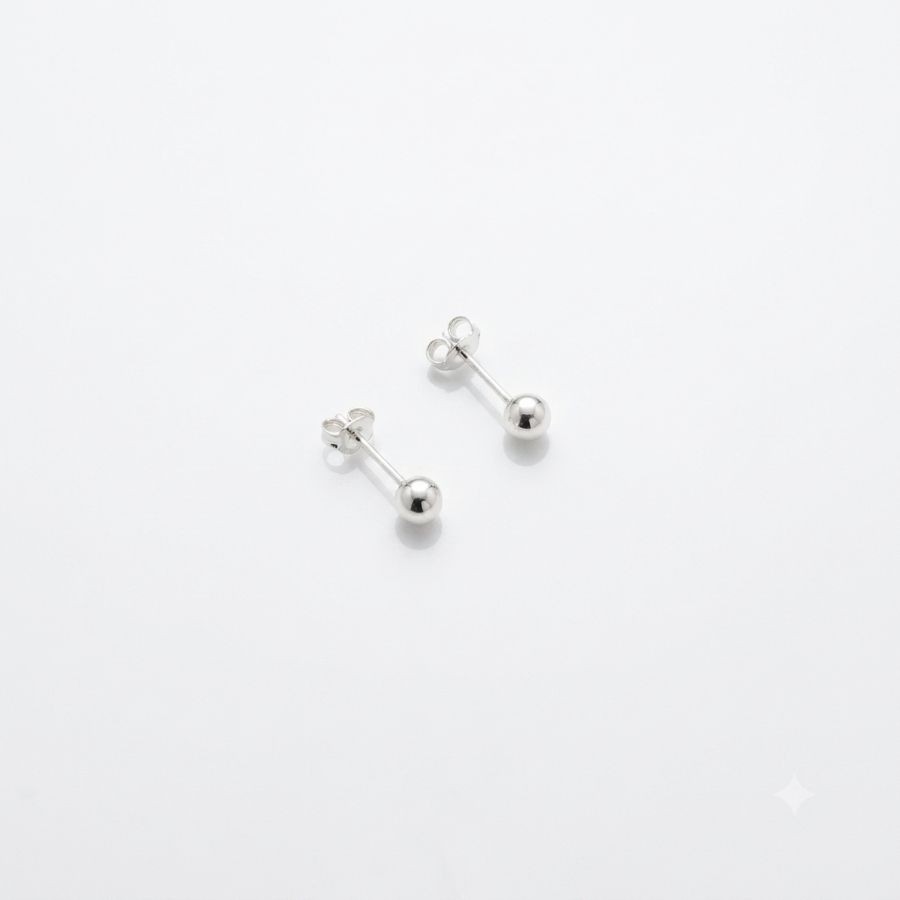 Brinco Bolinha Lisa 5mm banho em Prata 925