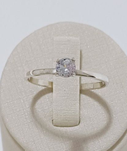 Anel Solitário em Prata 925 com Zircônia 4 mm