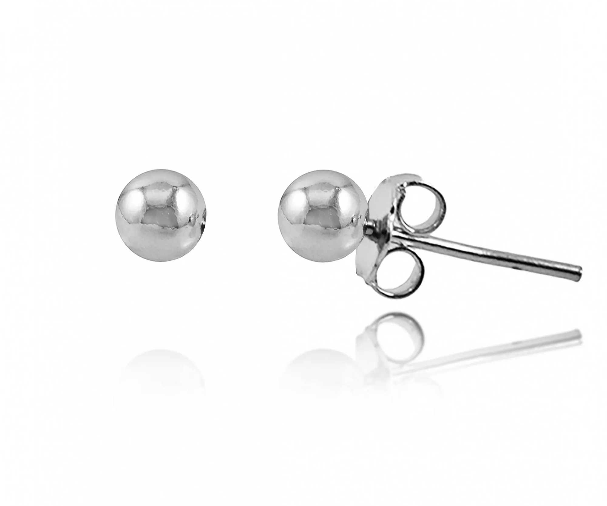 Brinco Bolinha Lisa 5mm banho em Prata 925