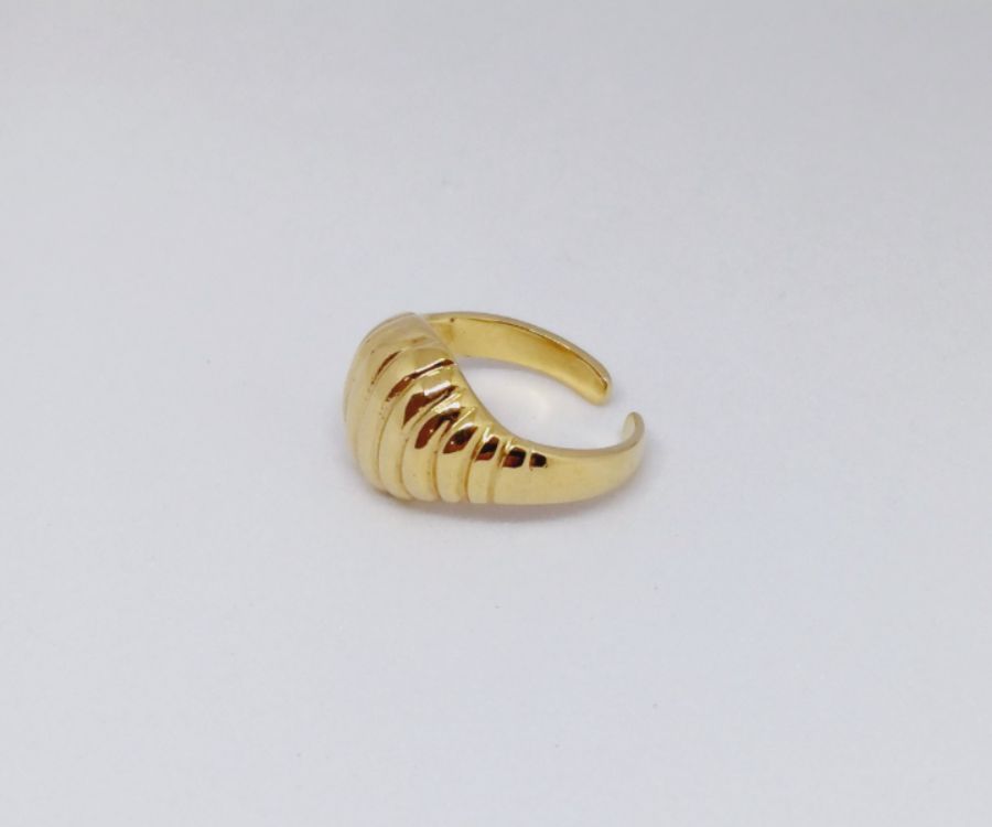 Anel dedinho comTextura Ajustável banho Premium a Ouro 18k