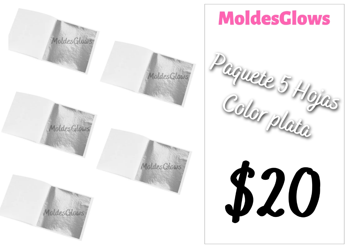 5 Hojas de oro ( color plata) para manualidades