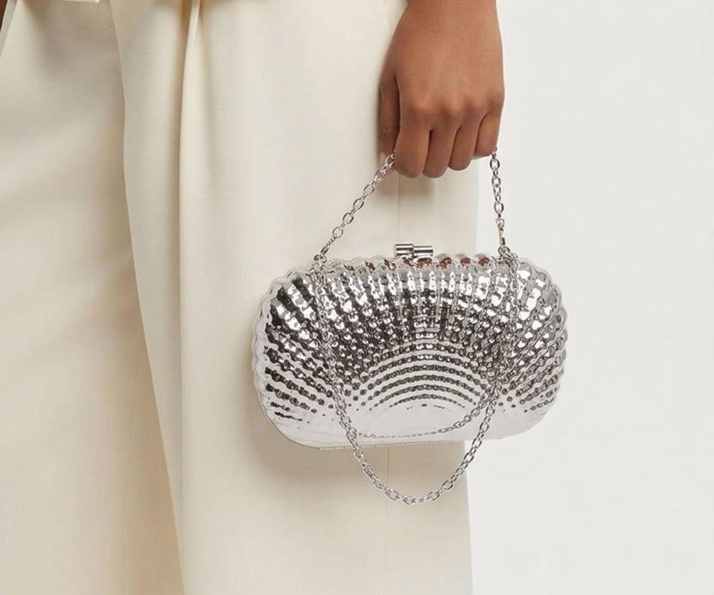 Caught Your Attention Clutch -Silver