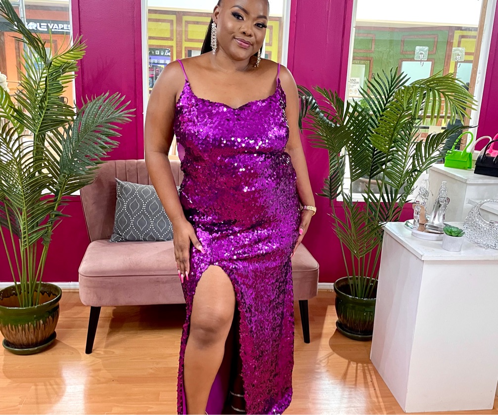 Donβt Be Basic Sequin Gown - Purple