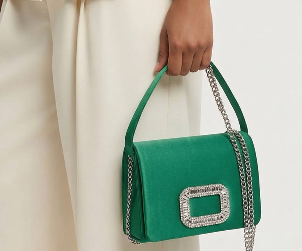 Glen Satin Stone Buckle Shoulder Bag