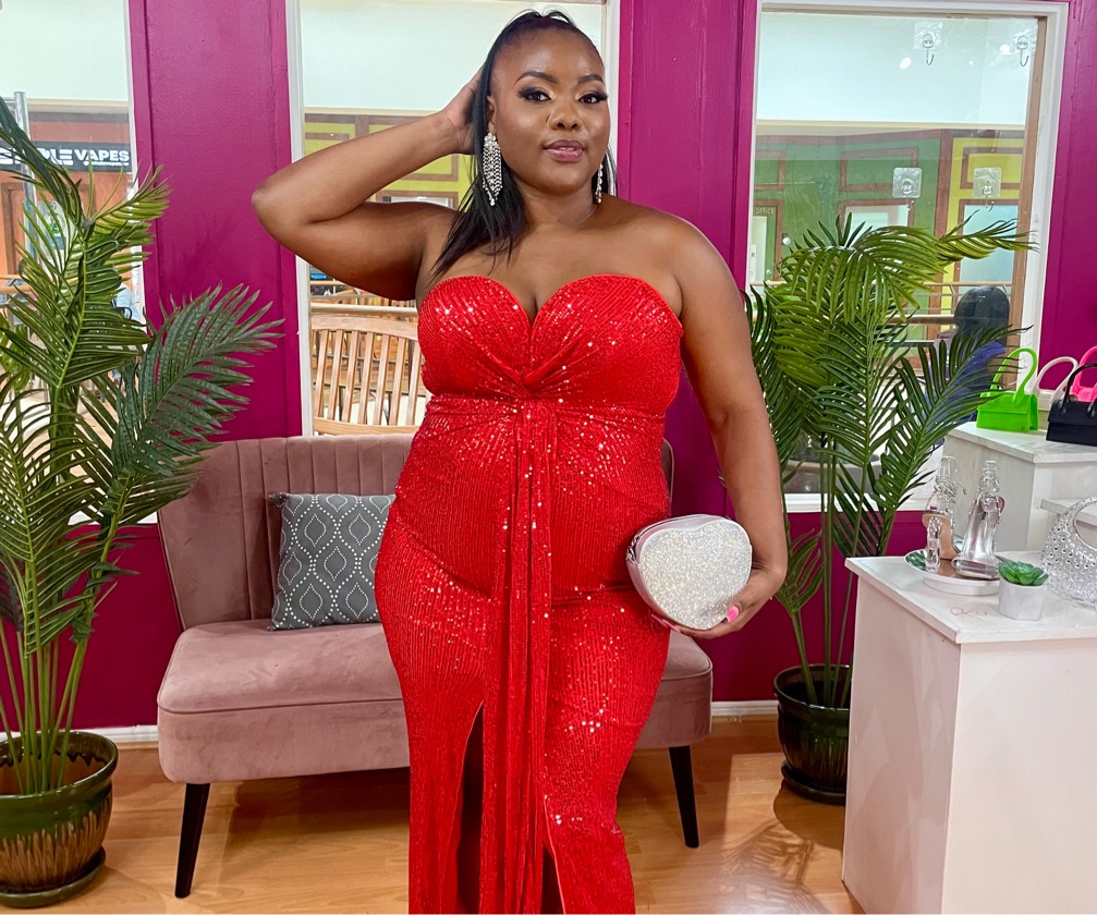 Glenda Sequin Maxi Dress - Red