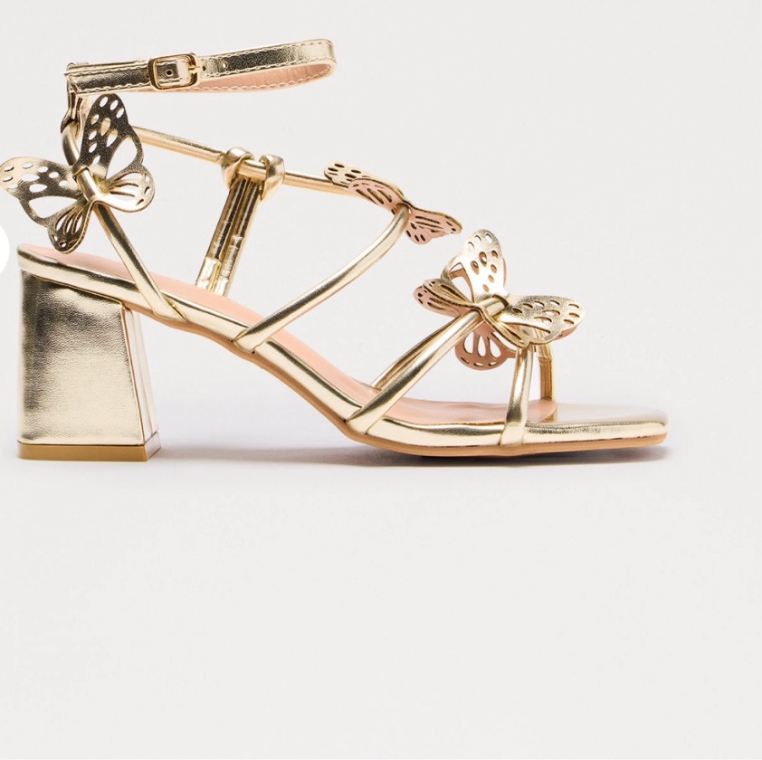 Butterfly Ankle Strap Heels - Gold