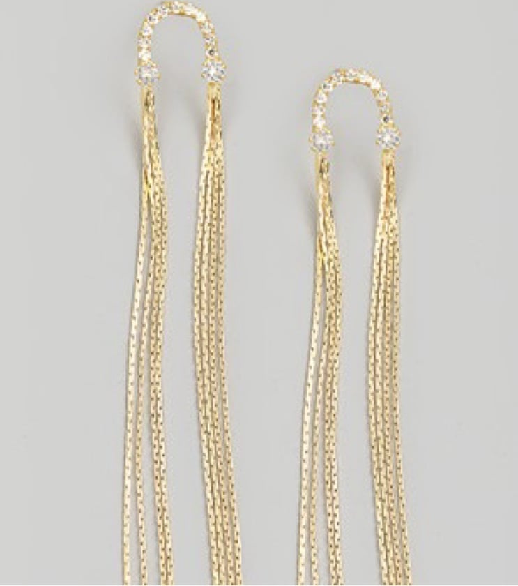 Arch Chain Fringe Earrings-Gold