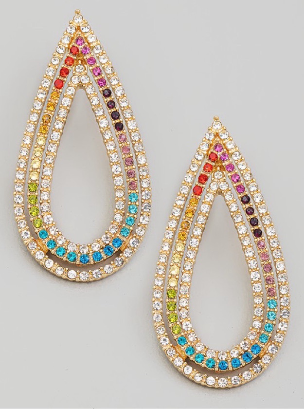 Glenda Tear Drop Earrings -Mult