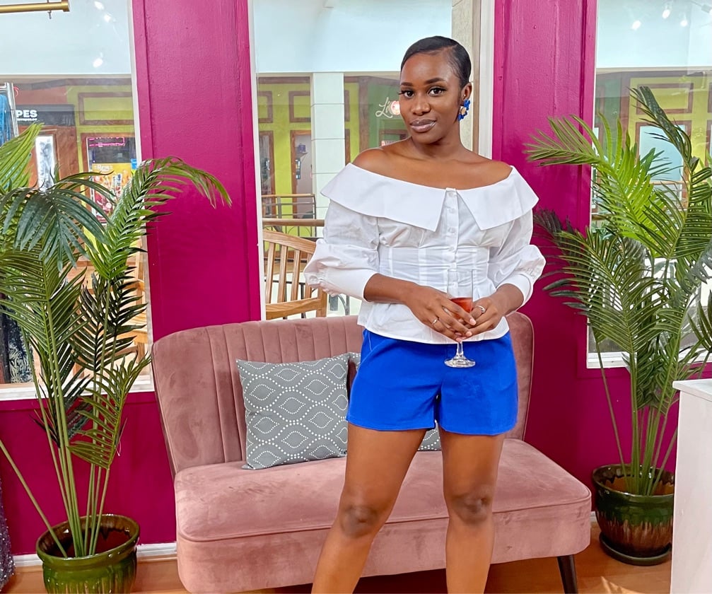Another Day In Paradise HighWaisted Shorts-Blue