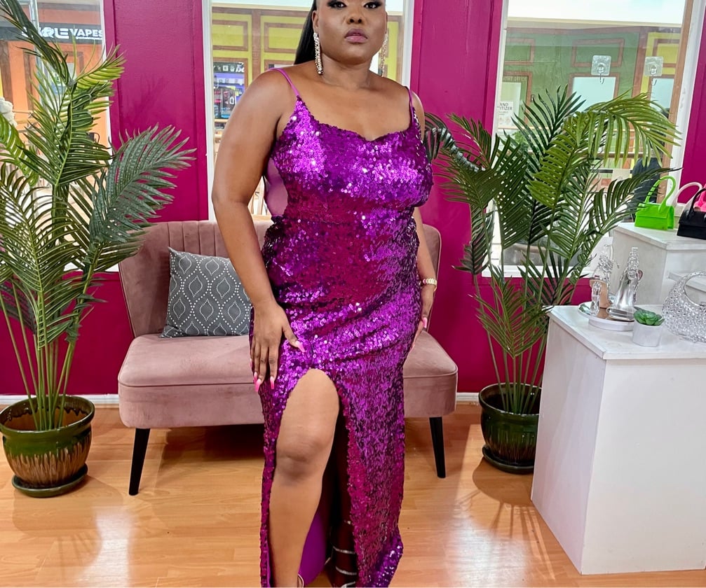 Donβt Be Basic Sequin Gown - Purple