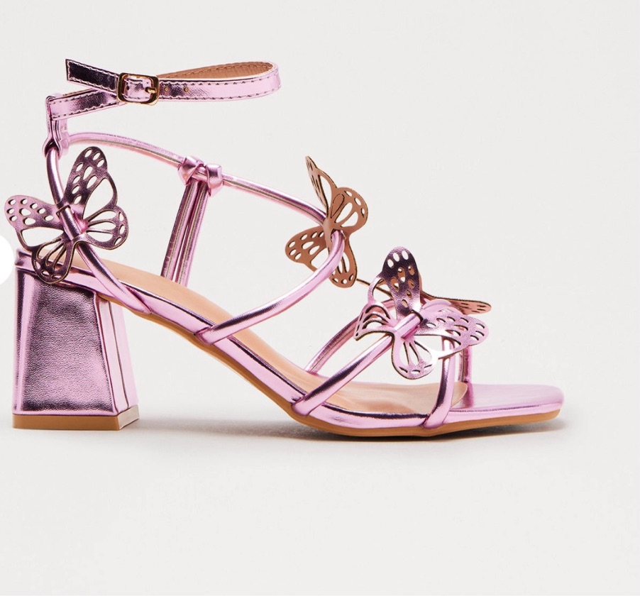 Butterfly Ankle Strap Heels -Pink
