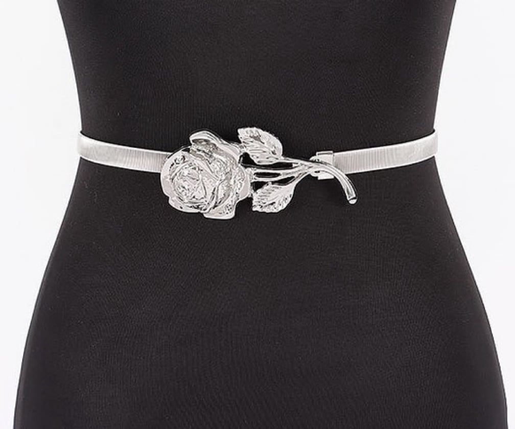 Flower Statement Belt- Silver