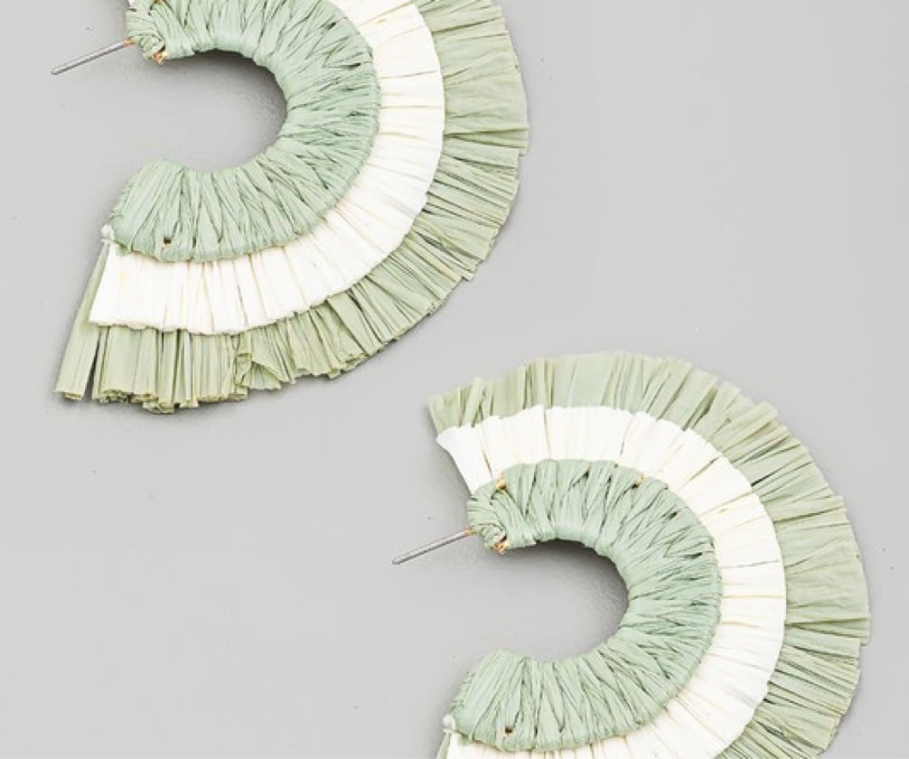 Fan Hoop earrings -Sage