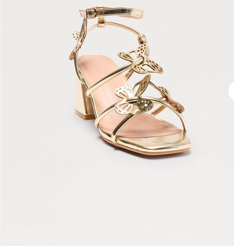 Butterfly Ankle Strap Heels - Gold