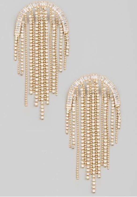 Breaking Chins Fringe Earrings-Gold