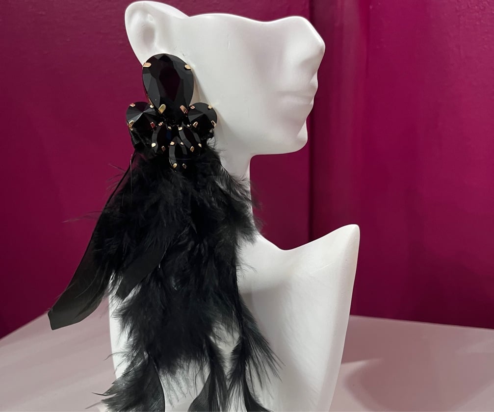Feather For All Drop Earrings - Black