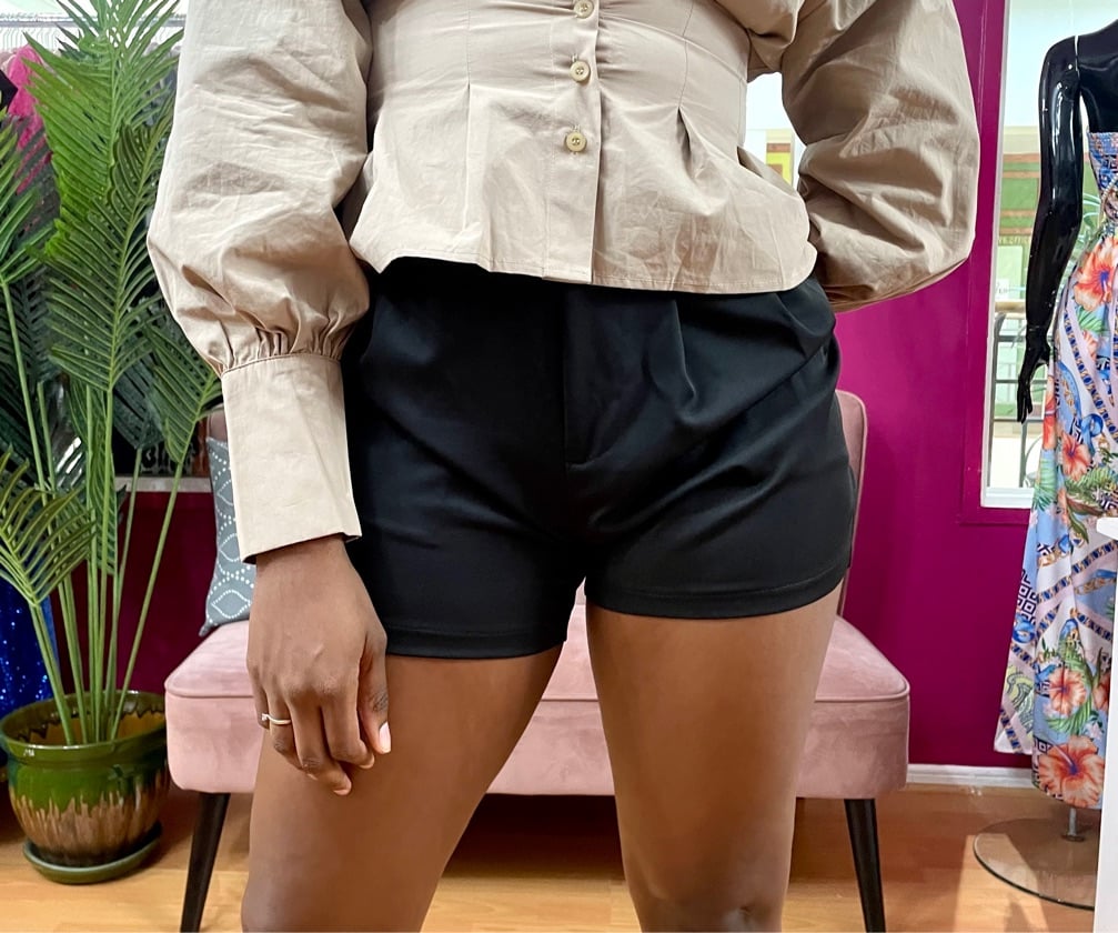 Another Day In Paradise HighWaisted Shorts-Black