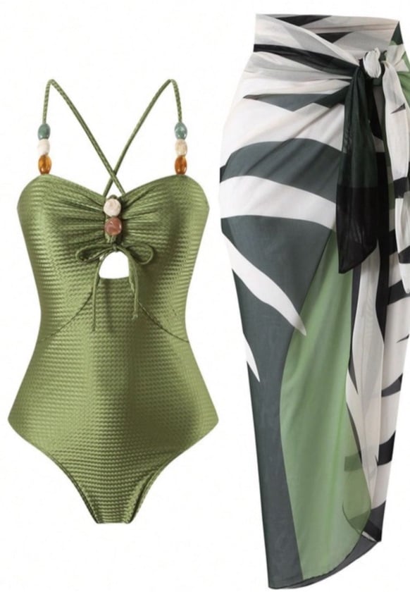 Glow Shimmer 2 Piece Swimsuit - Olive