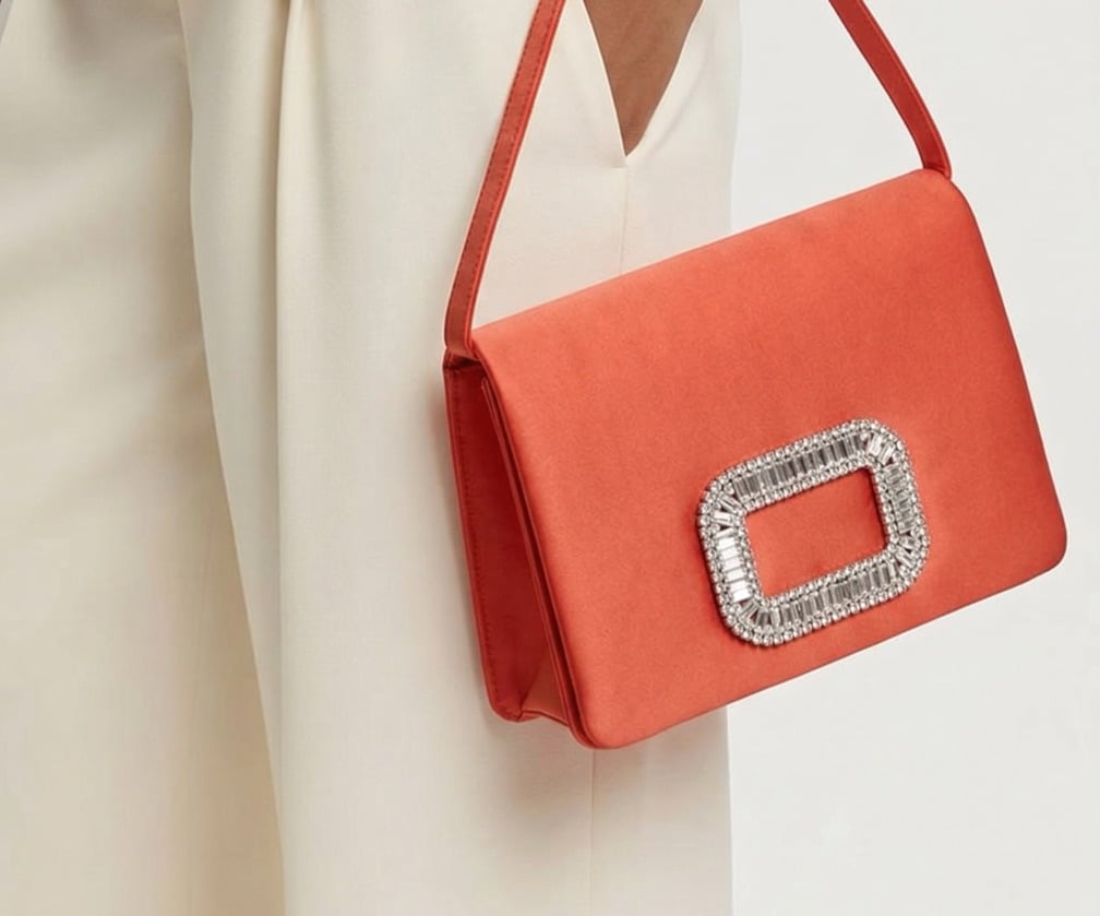 Glen Satin Stone Buckle Shoulder Bag