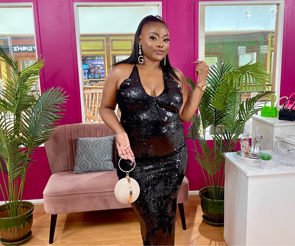 Glenda Sequin Gown - Black