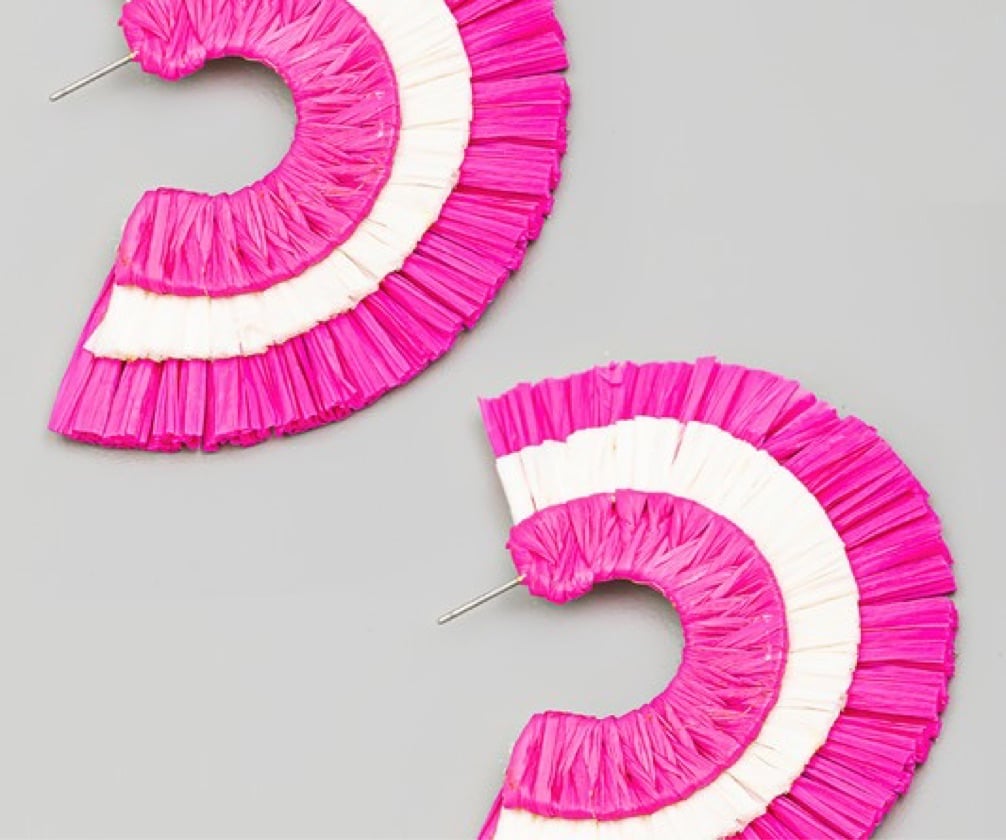 Fan Hoop earrings -Pink