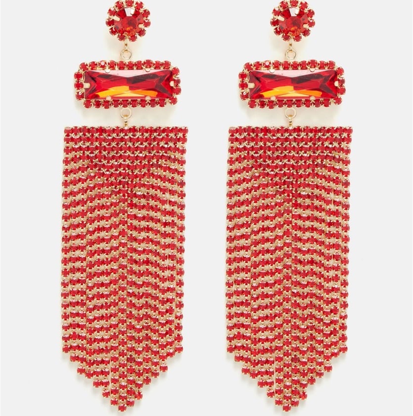 Breaking hearts Drop Earrings - Red