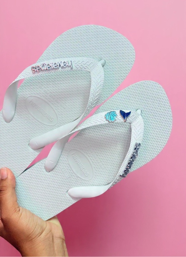 Havaianas calda de seria e concha azul 2