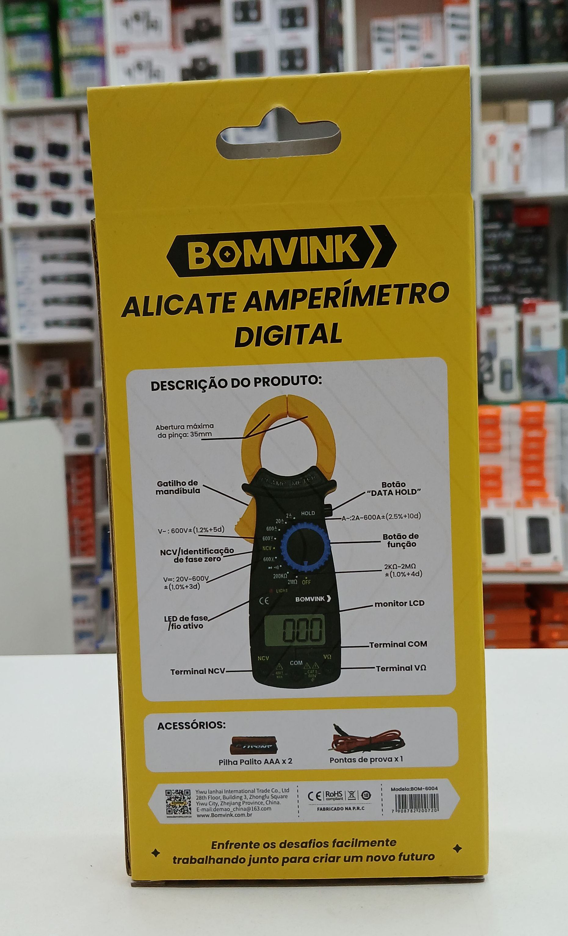 Alicate Amperímetro Digital BOMVINK BOM-6004