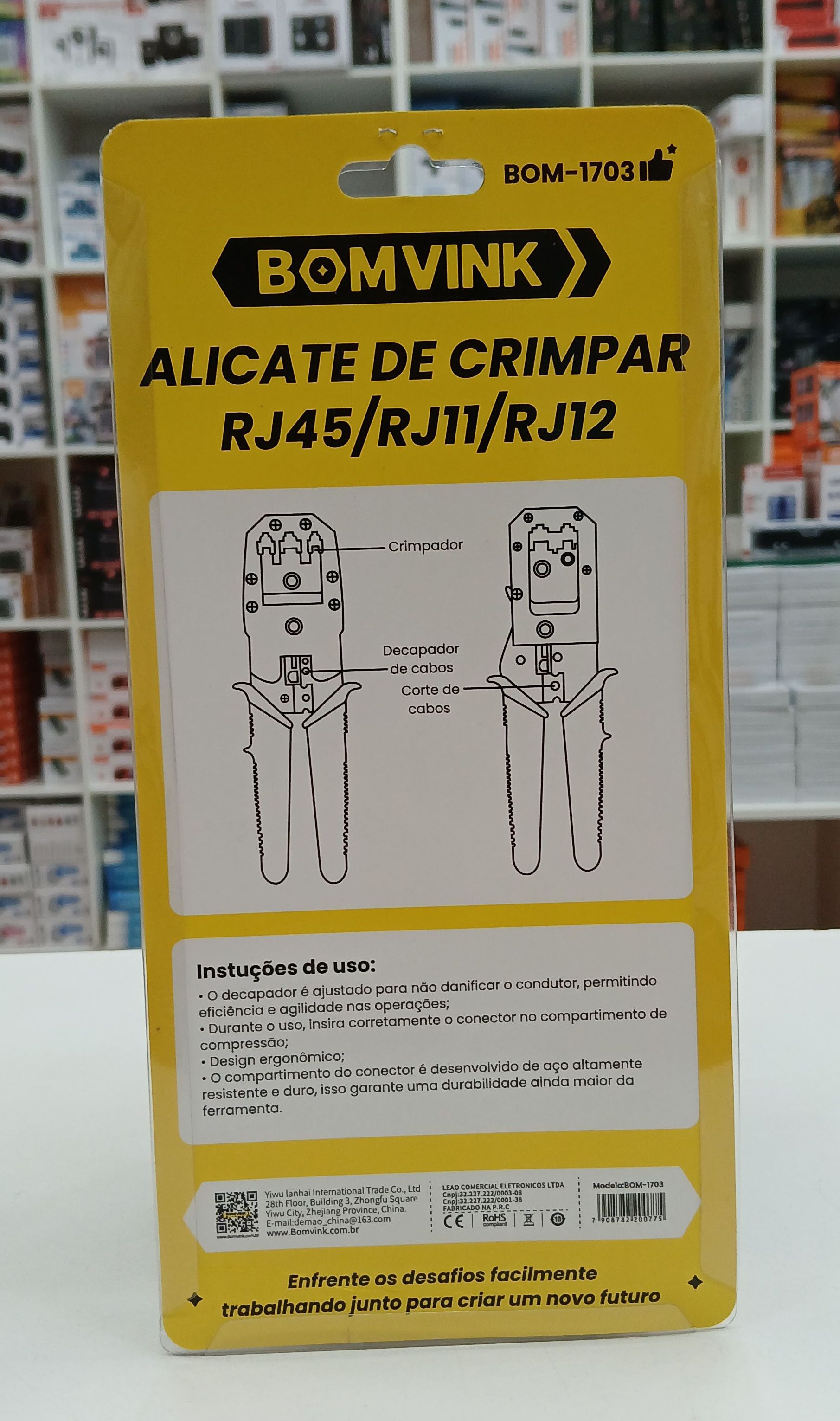 Alicate de Crimpar RJ45/RJ11/RJ12 BOMVINK BOM-1703