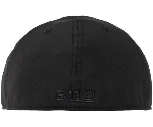 5.11, L/XL, negra, logo US flag frontal goma, 5.11 posterior, tela secado rápido, cerrada.