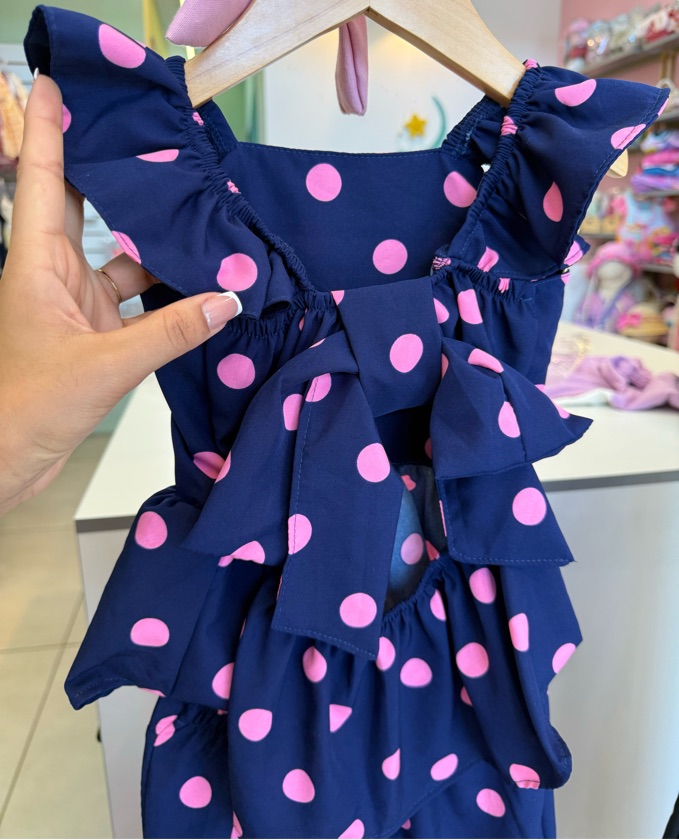 Conjunto Bella • poá azul marinho