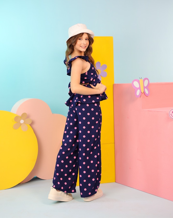 Conjunto Bella • poá azul marinho